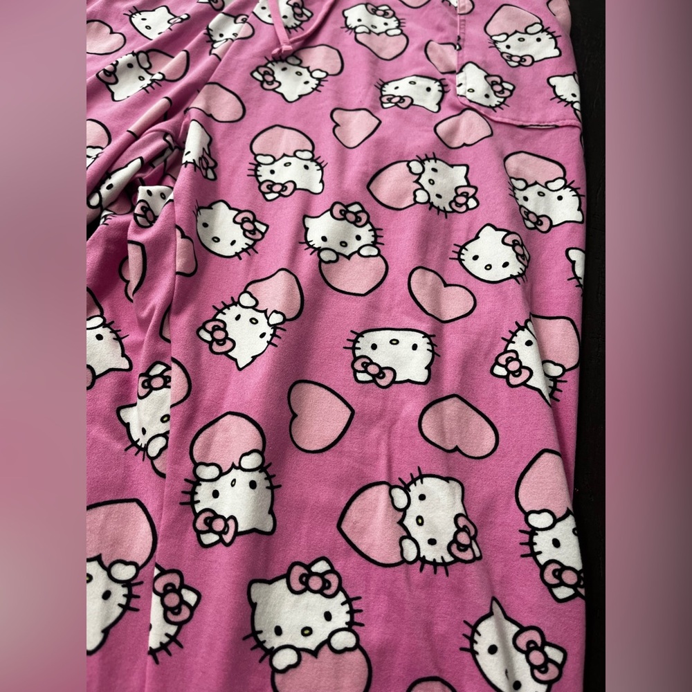 Hello Kitty‎ Pink Women's Pajama Pants Hearts Drawstring Comfy Cute Soft Medium - Picture 3 of 8